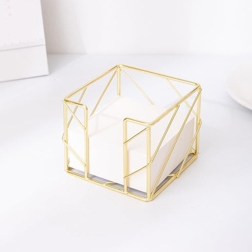 2Pcs ( Square + Circle ) Post Note Holder + Pen Holders,Gold Metal suit for Desk Memo?tableware?flowers?marker pencil Storage,Home Office Supplies...