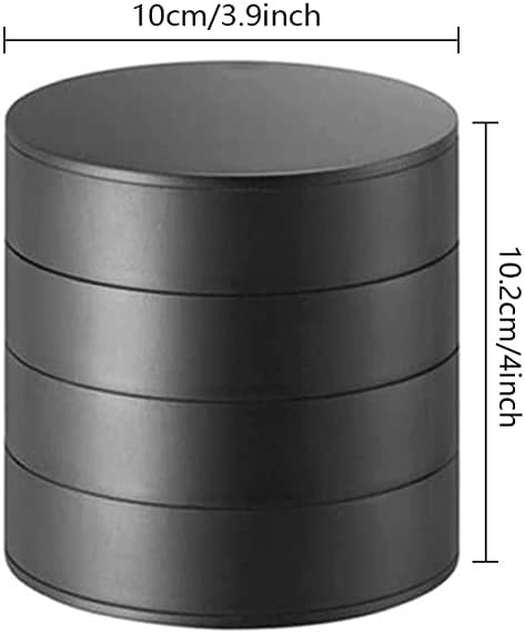 Jewelry Organizer Small Jewelry Storage Box 4-Layer Rotating Travel Jewelry Tray Holder for Women Bracelets Rings Bracelets Earrings (Black)...