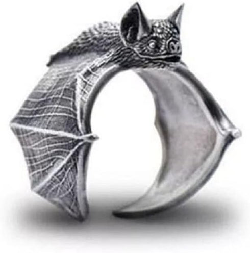 Vintage Knuckle Rings Set Stackable Finger Ring Halloween Bat Finger Ring Open Adjustable Black Punk Wing Ring Gothic Finger Band Cosplay Accessor...
