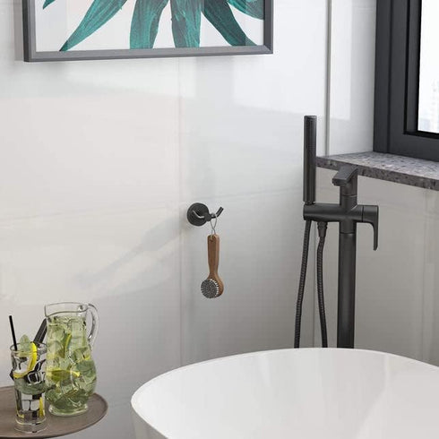 MARMOLUX ACC - 2pack Black Bathroom Hooks for Towels | Modern Black Hooks, Double Robe & Towel Hooks Ideal as Bathroom Towel Holder, Shower Wall H...