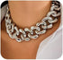 Fashion Gold Silver Punk Cuban Link Chain Choker Bohemian Chunky Chain Necklace Punk Gothic Hip Hop Metal Necklaces Plastic Chunky Curb Chain Neck...