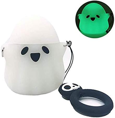 3D Cute Cartoon Luminous Ghost Airpods Cover Soft Silicone Rechargeable Airpods Case,AirPods Case Protective Silicone Cover and Skin for Apple Air...