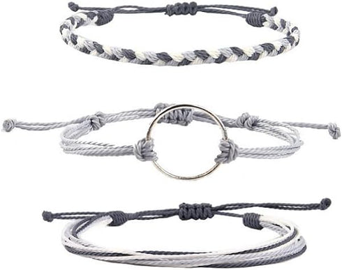 Pingyongchang 12pcs Surfer Wave String Braided Bracelets Anklet for Women Handmade Boho Jewelry Waterproof Beach Bead Adjustable Friendship Charm ...