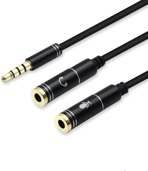 Audio Splitter Cable Y Adapter Micro Headset 3.5mm Male to 2 Female for Headphone Desktop and Laptop (Black)...