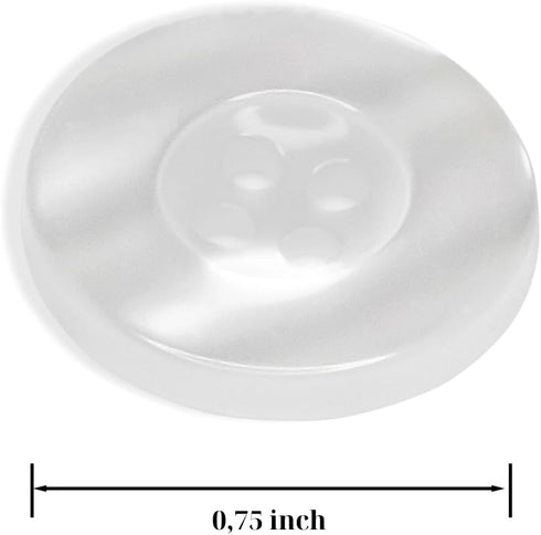 White Button 4 Hole Button 30L Imitation Pearl Buttons Plastic Button Sewing Buttons 0.75in Heavy Duty Buttons Pack of 12...