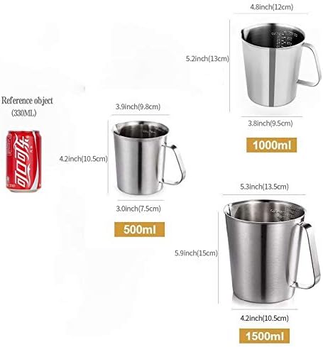 KSENDALO 16oz/2Cup SUS304 Stainless Steel Measuring Cup - Precision Engraved Markings for Liquid, Coffee, Milk & Espresso - 500mL Kitchen Mixing P...