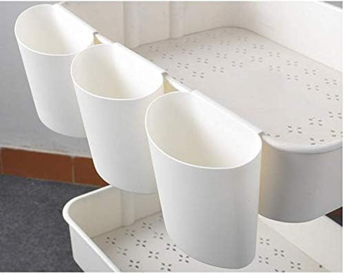 4Pcs Hanging Cup Holder,Rolling Cart Accessories Utility cart Accessories Hanging Bins,Hanging Flower Pots,Space Saver,Storage Bucket Desktop Cont...