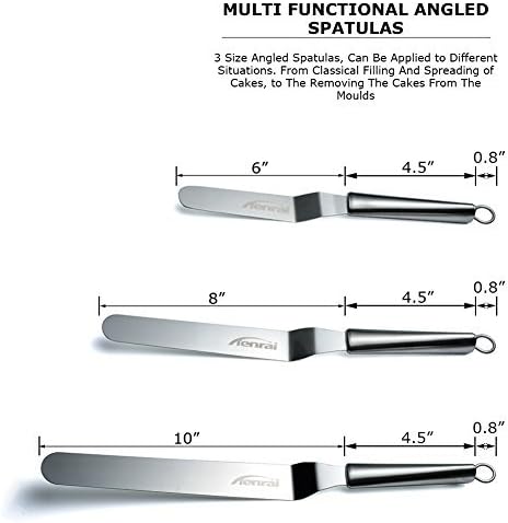Tenrai Metal Icing Spatula Set Stainless Steel Cake Knife Offset Professional Tool for Decorating Cakes (Length: 6 8 10 Inch, Silver)...