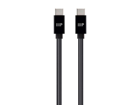 Monoprice Charge and Sync Type-C to Type-C Cable - 6 Feet - Black, USB 2.0, TPE Jacket, Up to 5A/100W, Fast Charging - Select Series...