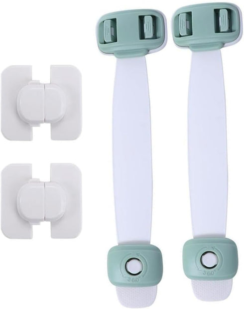 4 Pack Child Safety Strap Locks for Cabinets, Drawers, Toilet, Fridge, Adhesive Child Toddler Safety Lock for Kitchen...