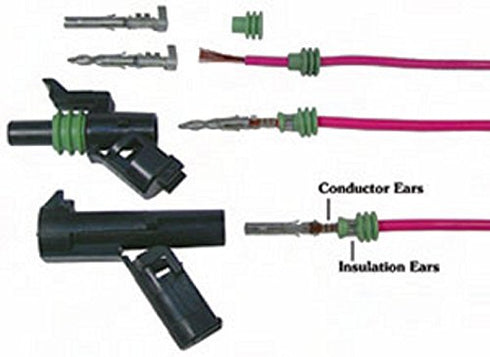 Muzzys (Set of Two) 12-14-16-18 AWG Gauge 2 Pin Position Terminal Weather Pack WeatherPack Connector Male Female Set Weather Proof Guage Gage Wire...