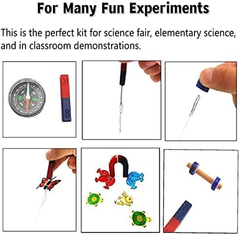 Physics Science Magnets Kit for Education Science Experiment Tools Icluding Bar/Ring/Horseshoe/Compass Magnets...