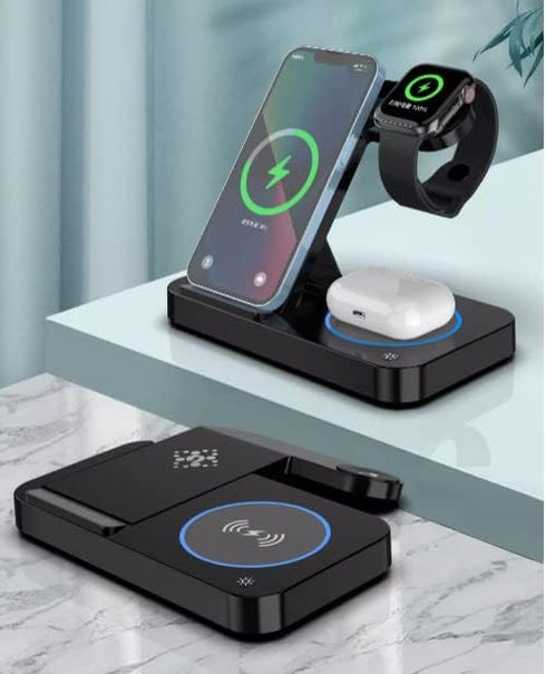 Wireless Charging Station, 15W Fast Charging Station, 4 in 1 Fast Wireless Charging Dock for iPhone 15/14/13/12/Pro Max/XS/XR/X, IWatch 7/6/5/4/3/...