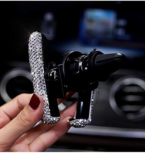 Best Bling Rhinestone Crystal Convenient Mini Car Dash Air Vent Automatic ADJUSTABLE Phone Holder (Silver)...
