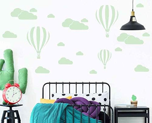 Giant Removable Vinyl 3D Hot air Balloons with Clouds Wall Decals DIY Wall Stickers Nursery Decor Kids Bedroom Art Decoration Girls Rooms Decal Ch...