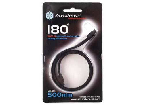 Silverstone Tek 180 Degree SATA III Cable with Non-Scratch Locking Mechanism (CP07)...