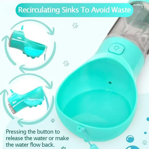 Dog Water Bottle Portable 4 in 1 Pet Travel Bowl 10oz Water Dispenser Dog Walking Accessories for Dogs Cats Camping Hiking Food Bowls with Garbage...