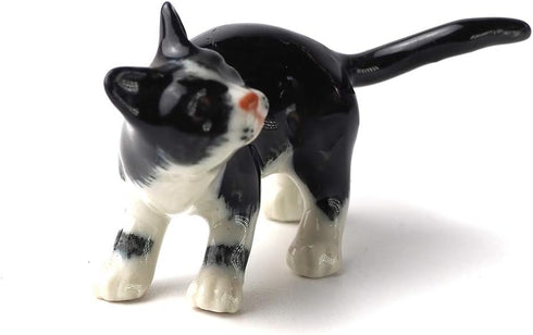 ZOOCRAFT Black Cat Figurine Ceramic Animal Miniature Handcrafted Kitten Gift Decor DIY Craft Design Collectible, 1.10 x 2.40 x 1.34 inches...