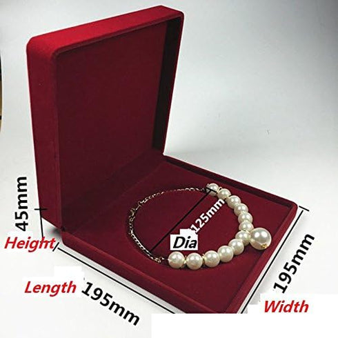 Jewelry Set Velvet Box Necklace Earring Ring Necklace Bracelet Gift Display Case Wedding Jewelry Storage Holder (Red for Pearl Necklace)...