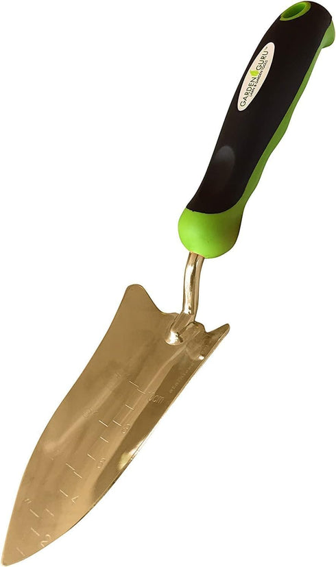 Garden Guru Transplanter Trowel Shovel - Titanium Coated Stainless Steel - Rust Resistant - Ergonomic Grip - Perfect Hand Shovel Tool for Gardenin...