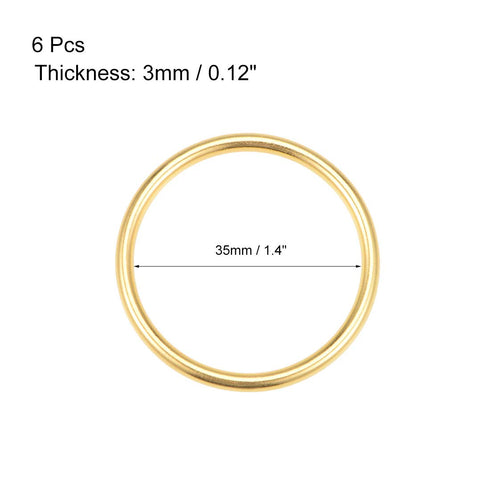 uxcell O Ring Buckle 35mm(1.4") ID 3mm Thickness Zinc Alloy O-Rings for Hardware Bags Belts Craft DIY Accessories, Gold Tone 6pcs...