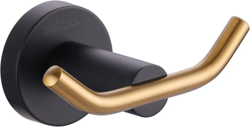 ARCORA Towel Hooks Black and Gold, SUS 304 Stainless Steel Double Wall Hooks, Heavy Duty Robe Hooks, Bathroom Towel Hooks for Wall...