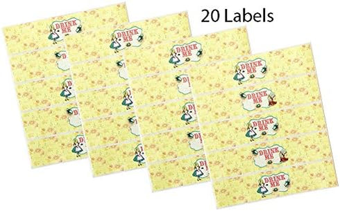 Alice in Wonderland Bottle Wraps - 20 Alice Water Bottle Labels - Made in The USA...