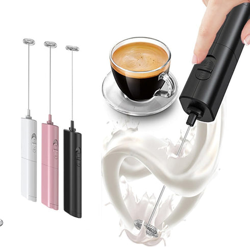 Milk Frother Electric Handheld Foam Maker for Hot Chocolate, Latte Macchiato, Milkshakes, Cappuccino, Battery power, Stainless Steel (Black)...