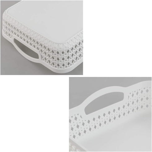 White Plastic Storage Basket Tray, Pack for 6 (Large)...