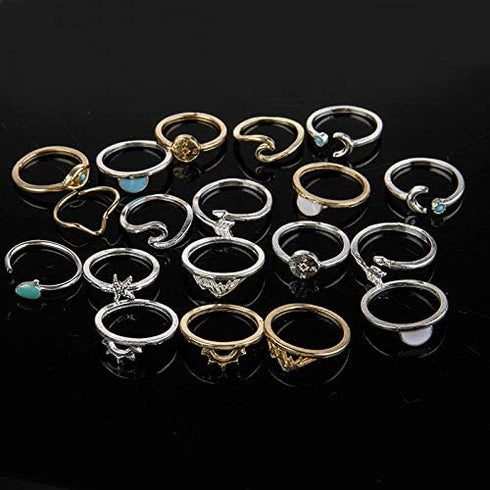 FUTIMELY Boho Retro Stackable Rings Sets for Teens Girls Women Rhinestone Knuckle Joint Finger Kunckle Nail Ring Sets (A?19PC)...