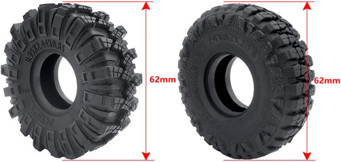 RCLIONS 4PCS Micro 1" Wheel Tyre Tires 62mm for All 1/24th Axial SCX24 Deadbolt,C10,JLU CRC,Bronco RC Crawler Truck Car...