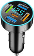 66W Car Charger Adapter 5 Port USB Car Charger PD 30W QC3.0 3.1A Car Cigarette Lighter USB Charger with LED Voltmeter Fast Car Charger Compatible ...