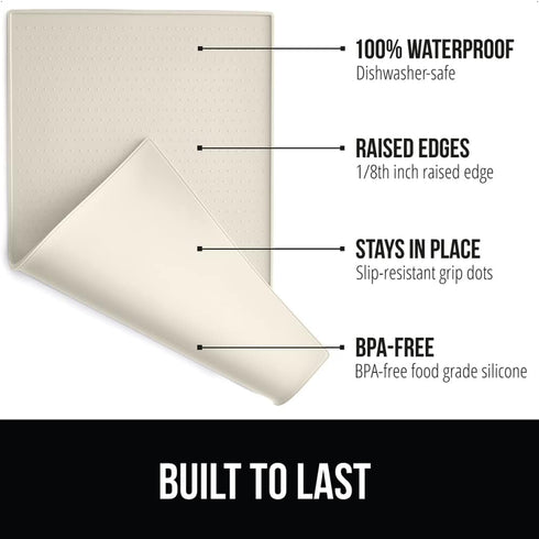 Gorilla Grip 100% Waterproof Raised Edge BPA Free Silicone Pet Feeding Mat, Dog Cat Food Mats Contain Spills Protects Floors, Placemats for Cats a...