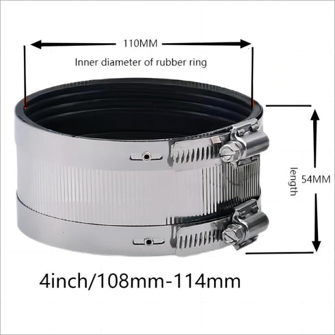 Flexible pipe Coupling with Stainless Steel Clamps.Pipe Connector for PVC and Metal Pipes (4inch/108mm-114mm)...