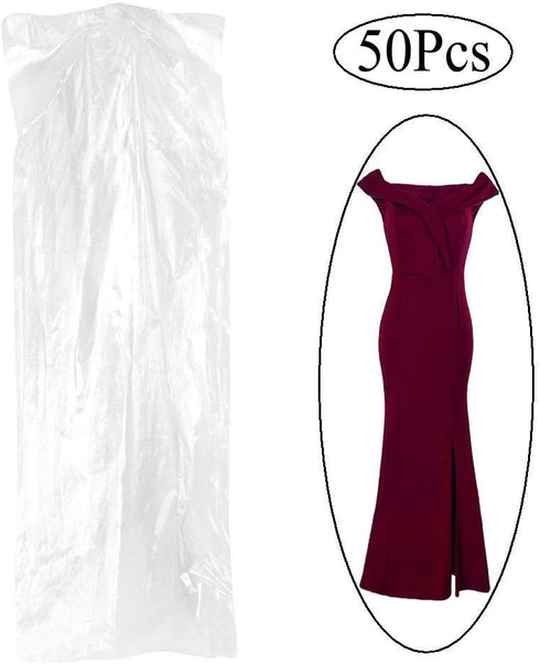 Pack of 50 Garment Bag,Transparent Suit Bag,Clothing Cover,Gown and Dress Storage Bag (60 × 150 cm)...