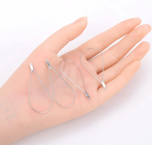 100pcs Adabele 304 Grade Surgical Stainless Steel Hypoallergenic Teardrop Beading Hoop Earring Findings for Earrings Jewelry Making SJF1...