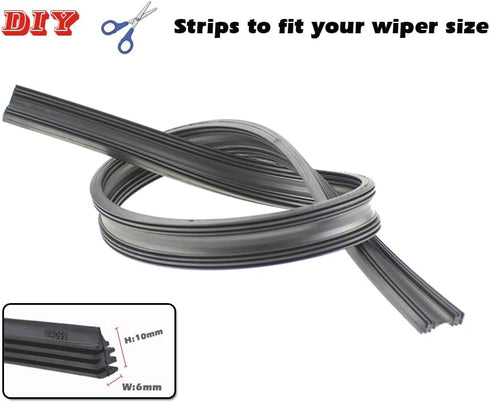 4PCS Car Windshield Wiper Blade Strips,DIY Car Window Frameless Boneless Wiper Blade Insert Rubber Replacement Adjustable Refills,Universal for My...