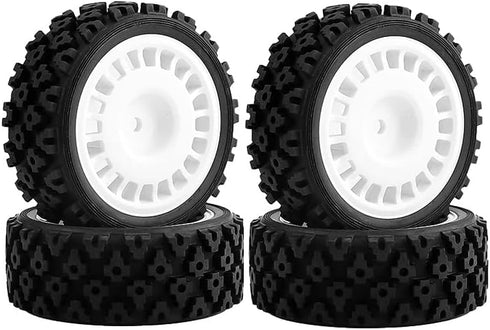 4Pcs Rubber Tire Plastic Wheel Tyre for Tamiya XV-01 XV01 TA06 TT-01 TT-02 PTG-2 RC Rally 1/10 RC Car Upgrades Parts Accessories...
