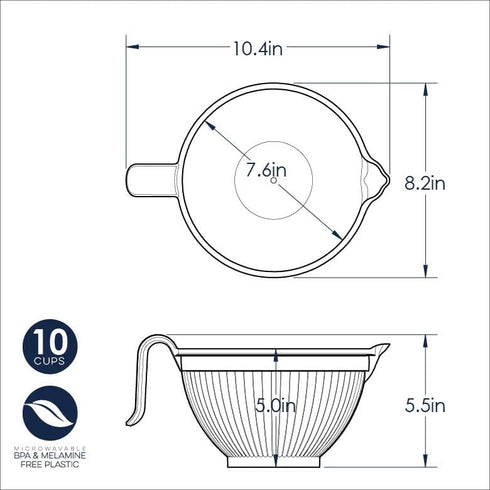 Nordic Ware Better Batter Bowl, White, 10 Cups...