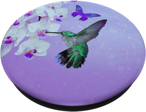 Cell Phone Pop Up Holder Hummingbird Flower Butterfly Purple PopSockets Adhesive PopGrip...