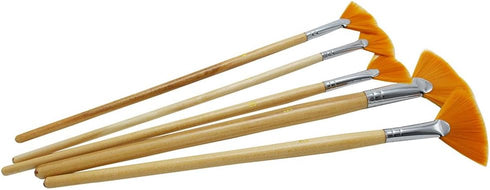 5Pcs/Set,Fan-Shaped Nylon Hair Short Wood Rod Brush Painting Drawing Supplies...