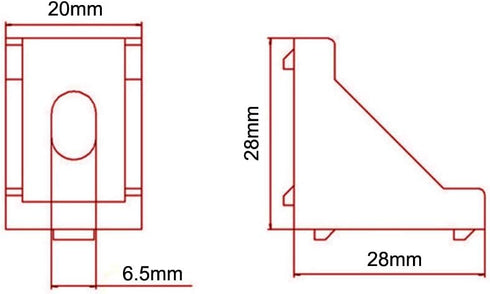 Zeberoxyz 20PCS 2028 Corner Bracket Silver Right Angle 20Series 2 Hole Aluminum Brackets for Slot 6mm Aluminum Extrusion Profile Accessories (20pc...