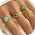 4-7PCS Boho Knuckle Ring Sets for Women Gold Green Gem Ring Sets Stackable Vintage Green Knuckle Gems Rings Good Luck Midi Finger Rings Set Thumb ...