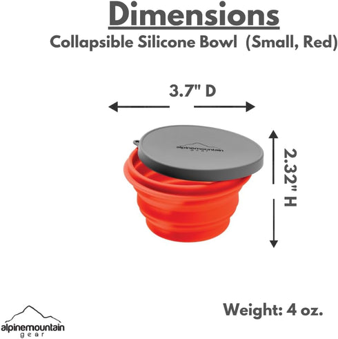 Collapsible Silicone Bowl with Lid for Camping and Backpacking - Camping Dishware Gear Essentials in Small/Red (Made by Caddis Sports, Inc.)...