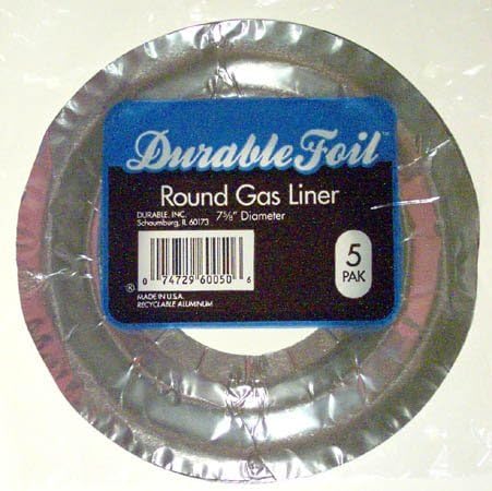 Durable Foil Round Gas Burner Liners Sold in 12 packs of 5 = 60 Liners...