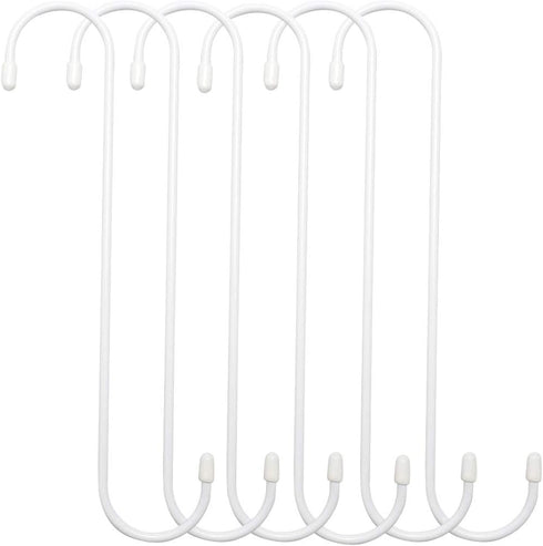 6 Pack 10 inch White Steel Heavy-Duty S Hooks for Kitchen, Bathroom, Garage, Outdoor, Hangers, Towel, Utility, Food, Wall Mount, Decoration, Key H...