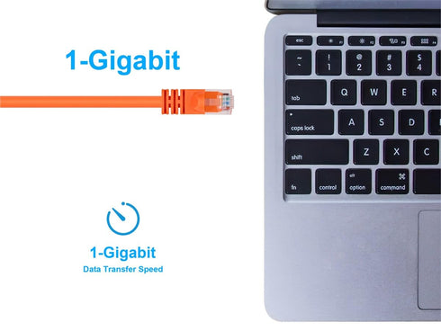 Monoprice Cat6 Ethernet Patch Cable - Snagless RJ45, Pure Bare Copper, 550MHz, UTP, 24AWG, 2 Feet, Orange - Fullboot Series...
