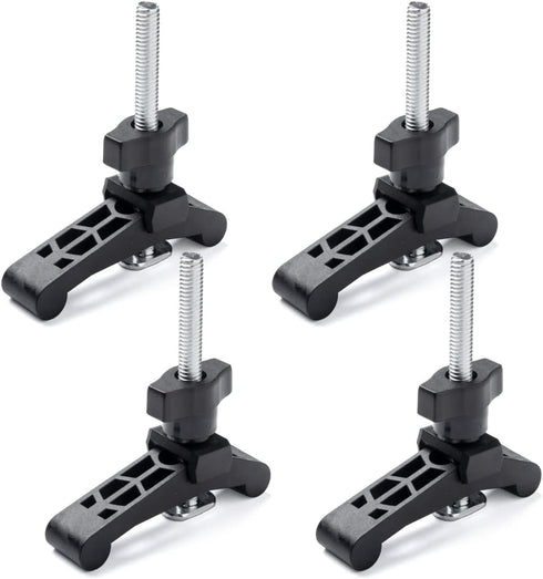 POWERTEC 71661-P2 Mini T Track Hold Down Clamps Woodworking Series, 3-3/4” x ¾ Reinforced Plastic Clamps with Steel T-Bolts, 4 PK, Black...