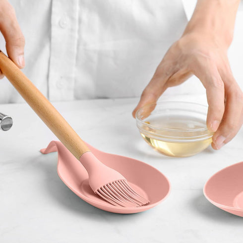 3 Pack Silicone Spoon Rest for Stove Top, Heat Resistant Kitchen Utensil Rest, Sturdy Silicone Spoon Holder for Kitchen Utensils Spatula,Tongs,Lad...