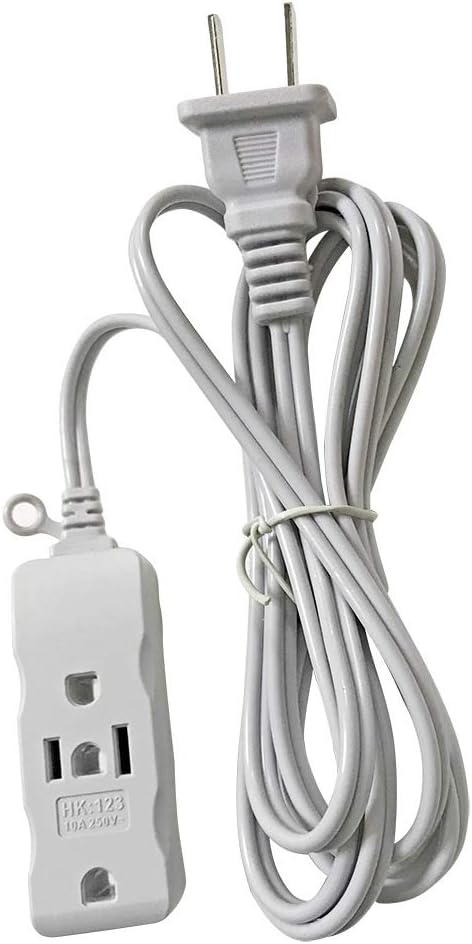 Multi Plug Extender Box 3 Outlet Power Strip,Flat pins Socket,3FT,6Ft,9Ft,15Ft Bulb,TV Long Extension Cord, with 3rd Grounding Pin,White (2.7m/9Ft...